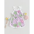 thumbnail image 3 of Musuos Baby Girl Cami Romper 12 18 24M 3 4T Sleeveless Square Neck Flower Print Tie Up Spaghetti Strap Jumpsuit, 3 of 10