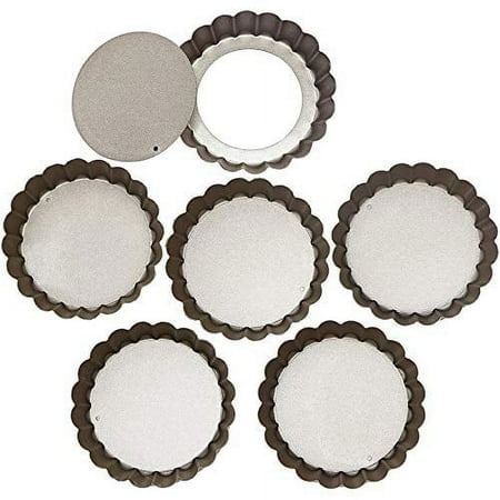 Webake 4 Inch Mini Tart Pan Set of 6, Non-Stick Quiche Pan Removable Bottom Mini Tart Tins