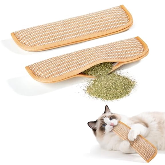 Interactive Catnip Chew Toy | 2 Pack Soft Sisal Pillow with 6000mg Organic Catnip for Indoor Cats, Durable Kicking & Chewing