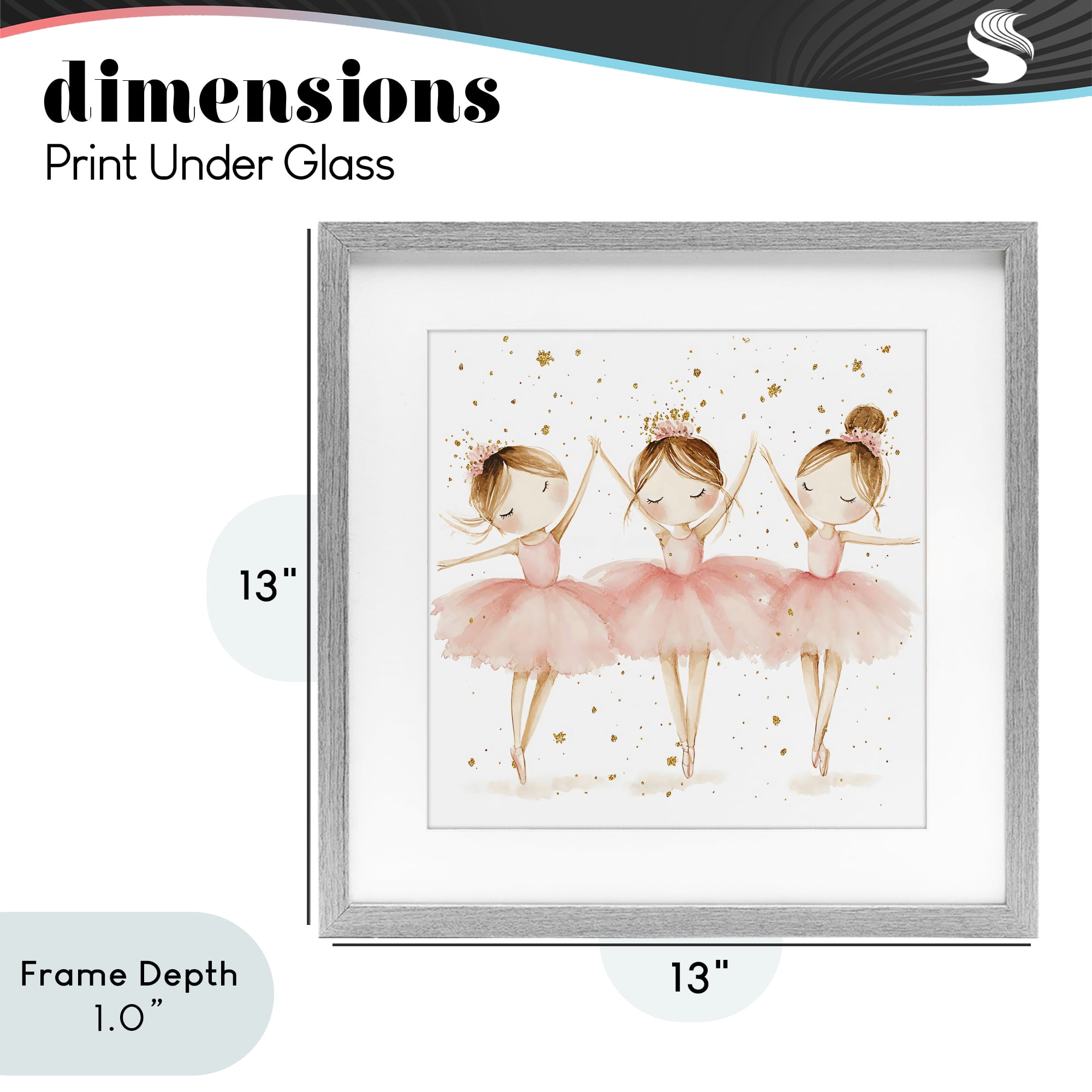 Stupell Industries Trio Of Ballerinas Gray Framed Print Under Glass, design by Creative Studio