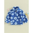 thumbnail image 2 of Wassery Toddler Baby Girls Fleece Jacket Little Girls Long Sleeve Stand Collar Flower Print Coat 6M 12M 18M 24M 3T 4T Kids Girls Fall Winter Warm Outerwear, 2 of 9
