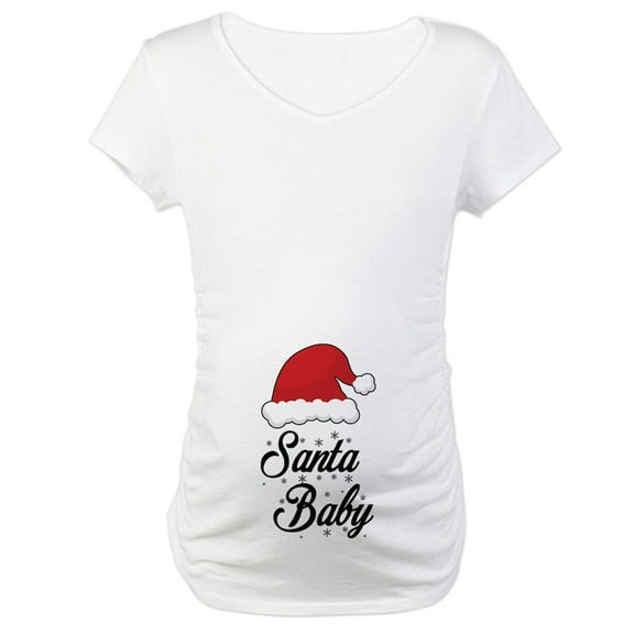CafePress - Santa Baby Maternity T Shirt - Cotton Maternity T-shirt, Cute & Funny Pregnancy Tee