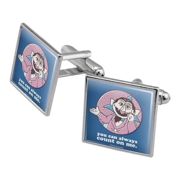 Sesame Street You Can Count on Me Square Cufflink Set - Silver or Gold