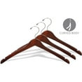 thumbnail image 2 of International Hanger Wooden Curved Top/Coat Hanger, Walnut Finish with Chrome Hardware, Box of 100, 2 of 2