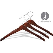 International Hanger, Walnut Wood Curved Coat Hanger, Swivel Hook, 50 Pack