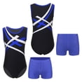 thumbnail image 2 of iiniim Kids Girls Sport Suit Sleeveless Round Neck Gymnastics Leotard with Shorts Activewear Blue 16, 2 of 7