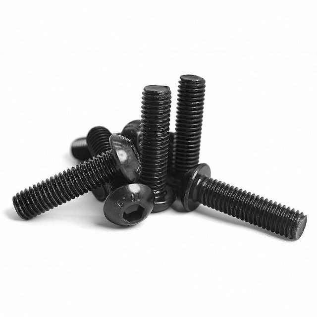 Black Oxide Alloy Steel Button Head Screws, M5 x 16mm, Metric Hex Drive, Fully Threaded, 100-Pack