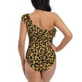 thumbnail image 5 of Gaeub Gold Glitter Leopard Women's One Shoulder Ruffle Tummy Control Swimwear for Swimming Surfing Beach Party - X-Large, 5 of 8