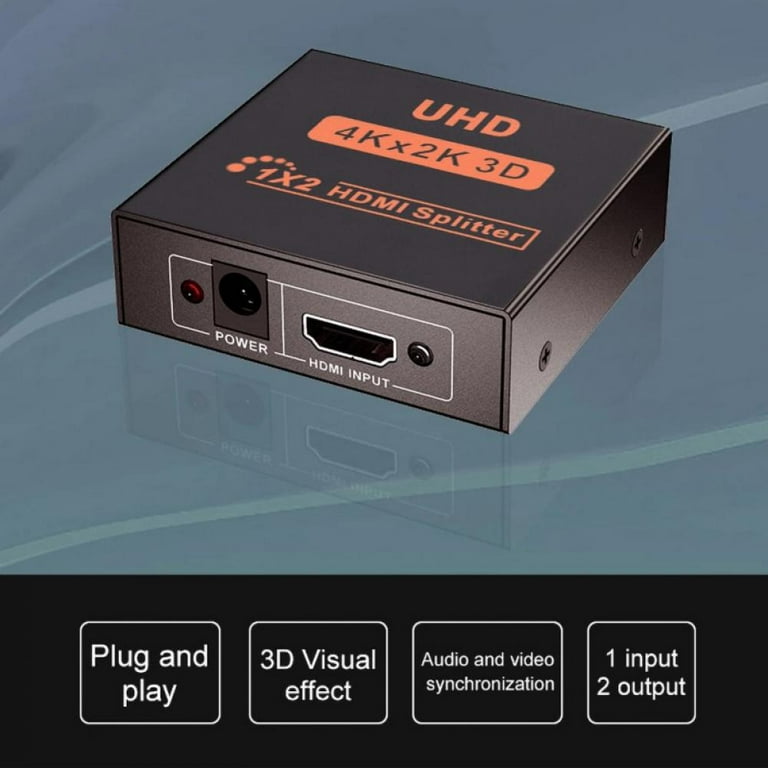 HDMI Splitter 1 in 2 Out, NEWCARE Hdmi Splitter 1x2 Supports Full HD 4K @  30HZ & 3840×2160P & 3D for Xbox PS3 PS4 Blu-Ray Player and More