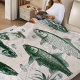 thumbnail image 2 of FCXZI Flannel Blanket for Couch Bed Sofa Fish Water Plants Design 40*50in, 2 of 7