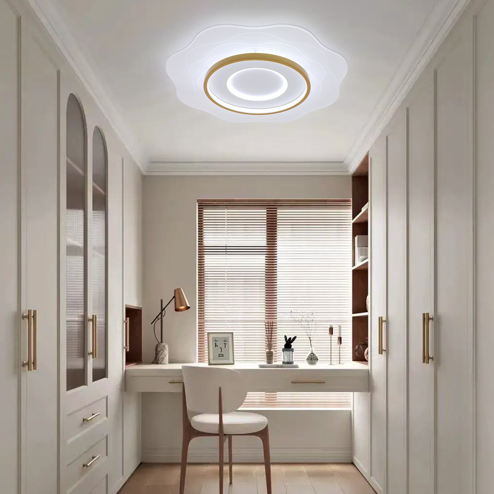 Modern Elegant Appearance White Dimmable LED Ceiling Light with Remote Control for Bedrooms, Dining Rooms