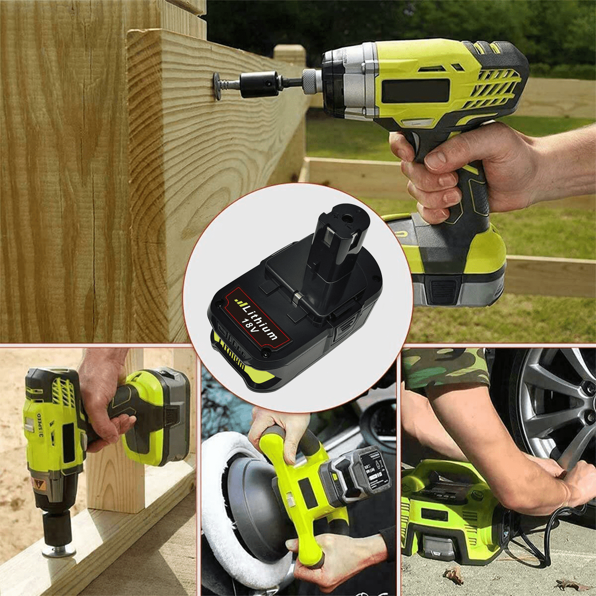 8000mAh P108 Li-ion Battery Compatible with Ryobi 18V Battery for P100 P102 P103 P104 P105 P107 P109 P190 Cordless Tool Battery