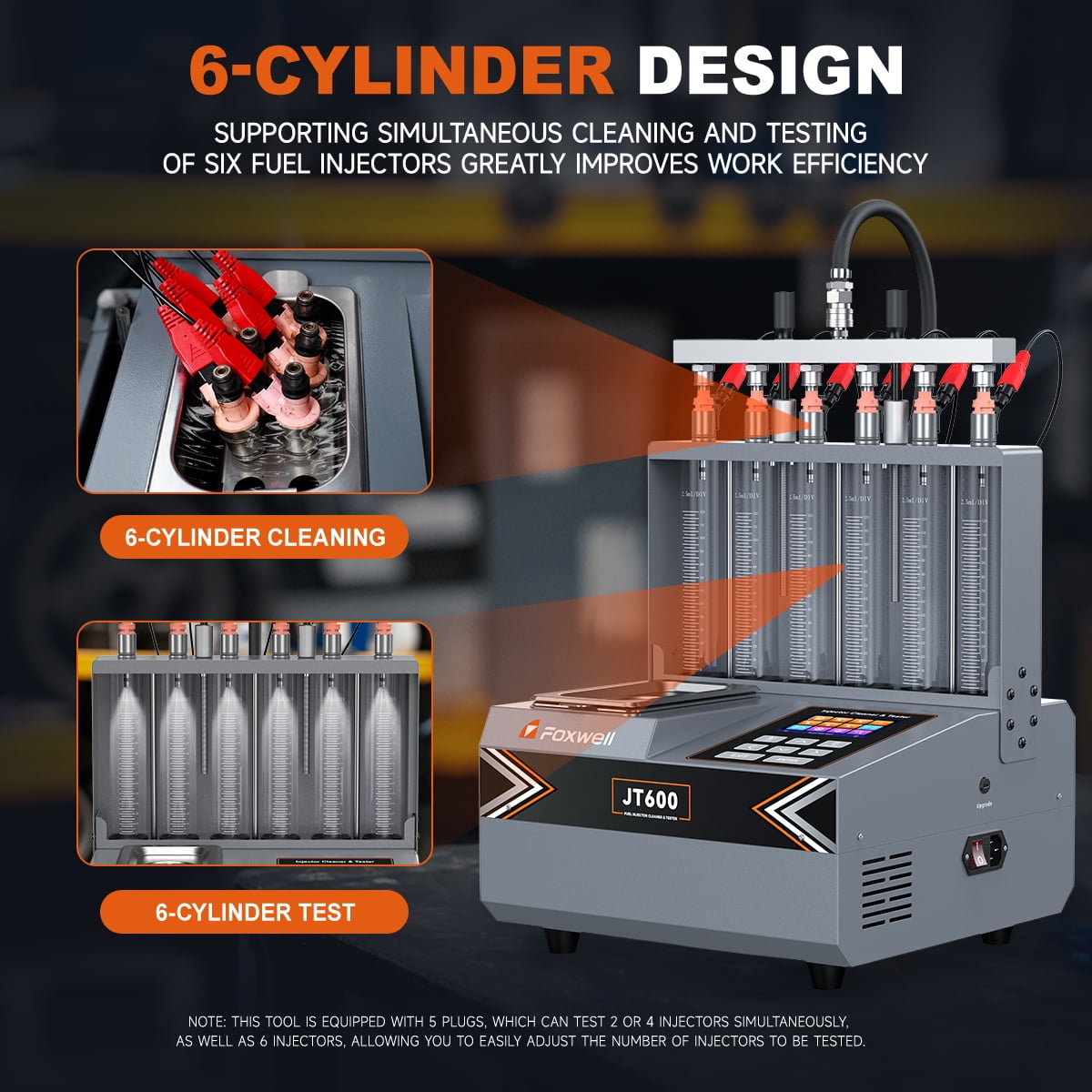 FOXWELL JT600 GDI Fuel Injector Cleaner Machine, 6-Cylinder Heated