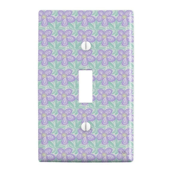 Pretty Purple Flower Petals Pattern Plastic Wall Decor Toggle Light Switch Plate Cover
