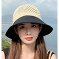 thumbnail image 3 of CoCopeaunts Women's Straw Bucket Hats Beach Sun Hats Straw Fisherman Hat Breathable Windbreak Rope Cute Bow Straw Cap for Vacation, 3 of 8