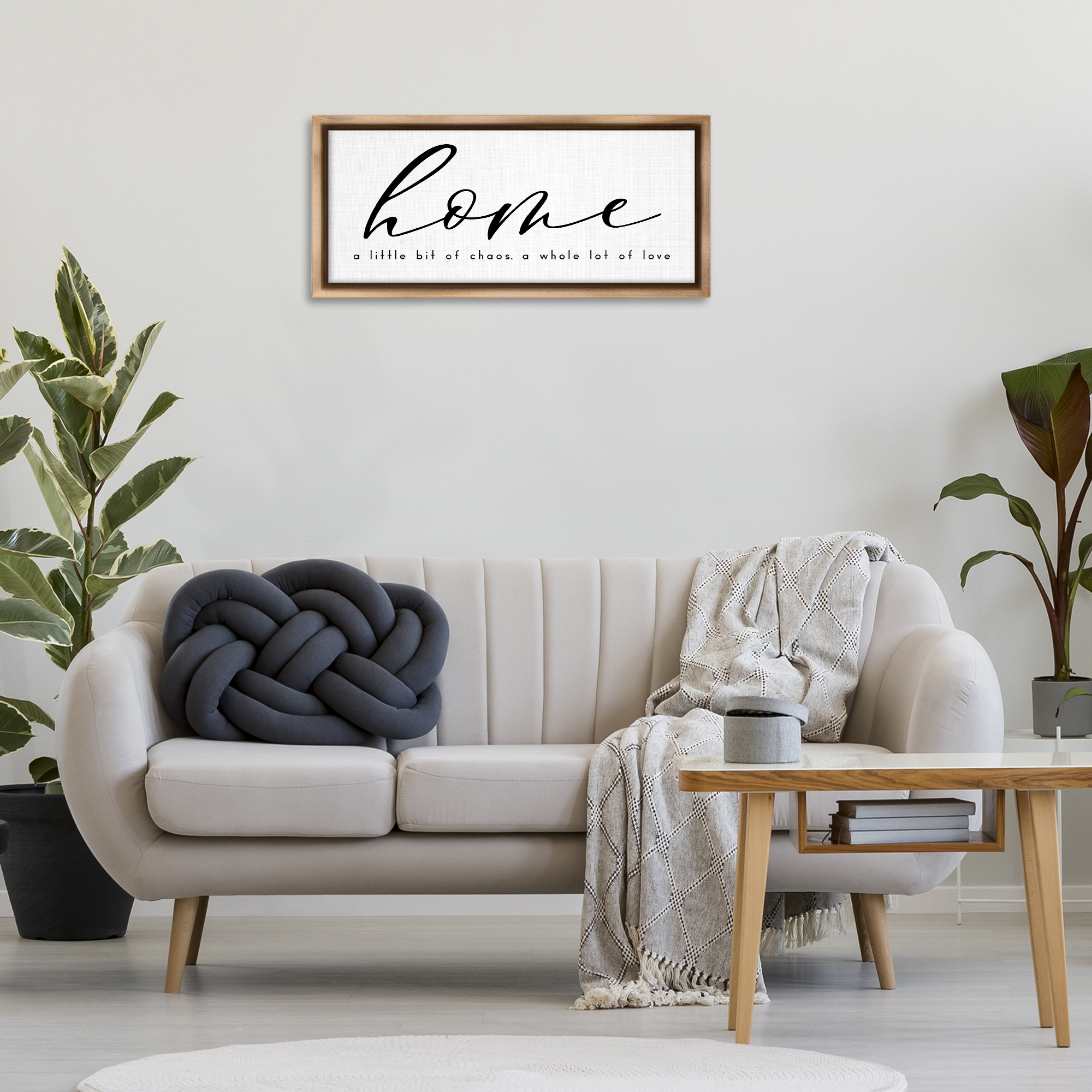 Stupell Industries Chaos & Love Phrase Typography Painting Brown Floater Framed Art Print Wall Art, 31 x 14