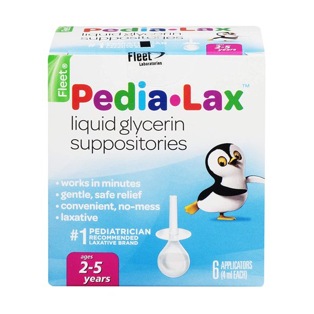 PediaLax Laxative Liquid Glycerin Suppositories for Kids, Ages 25, 6