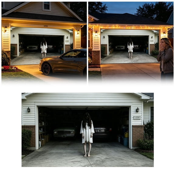 Halloween Garage Door Decorations Scary Ghost Themed 192X84 Inch Halloween Garage Door Cover Spooky Outdoor Halloween Decor for Halloween Party Home Exterior Display