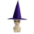 thumbnail image 5 of RUTAYY Women's Halloween Witch Hat Solid Color Glitter Party Performance Hats Purple, 5 of 5