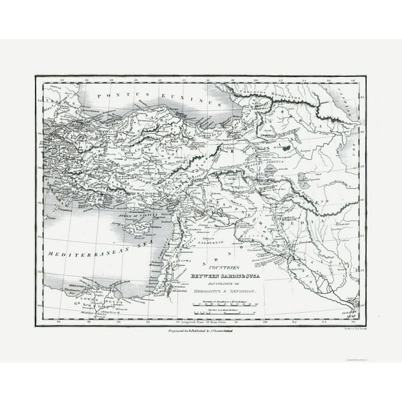 Historic Map - Middle East Countries Sardis Susa - Oxford 1828 - 28.63 x 23 - Vintage Wall Art