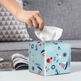 thumbnail image 6 of Rateoe Sailboats Anchors Pattern Tissue Box Cover, Modern Square Decorative Leather Facial Paper Case Organizer Holder Dispenser 5X5X5'', 6 of 8