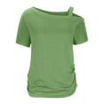 thumbnail image 6 of Buigttklop Womens Tops for Summer Sleeve Casual T-Shirt Top Short Sleeve Skew Collar Blouses, 6 of 6