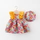 thumbnail image 5 of Vestido de verano con mangas voladoras y estampado floral, falda pequeña con mangas voladoras para niñas para enviar el mismo sombrero, 5 of 5