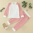 thumbnail image 2 of NIEWTR Infant Girl Fall-Winter Outfits Pants or Skirt Sets Long Sleeve Checke Pattern Contrast Color Lapel Button Shirt Tops Elastic Pants or Skirt 2PCS Set, 2 of 7