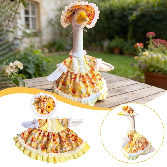 Forestwhale Sunflower Porch Goose Outfits Cute and Fun Porch Goose Clothes Fit 16" Geese for Lawn Yard and Patio Decoration