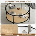 thumbnail image 3 of QinaQin Table Basse en Rotin de 30 Pouces, Table d'Appoint Ronde à 2 Niveaux, Noir, 3 of 7