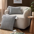 thumbnail image 2 of TOWN & COUNTRY TERRA Alara Ribbed Texture Handcrafted Indoor Outdoor Decorative Pillow, 100% Recycled Materials, UV Fade Resistant, Water Repellent, Black/Ivory, 20"x20", 2 of 9