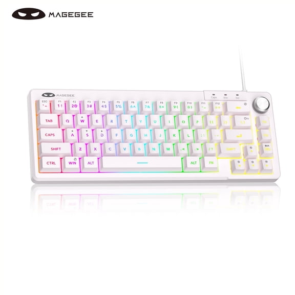 MageGee 60% Gaming Keyboard - TS68 Compact Mechanical-Style Tactile Feel, RGB Backlit with Smart Knob, 68 Keys Ergonomic Design, 18-Key Anti-Ghosting