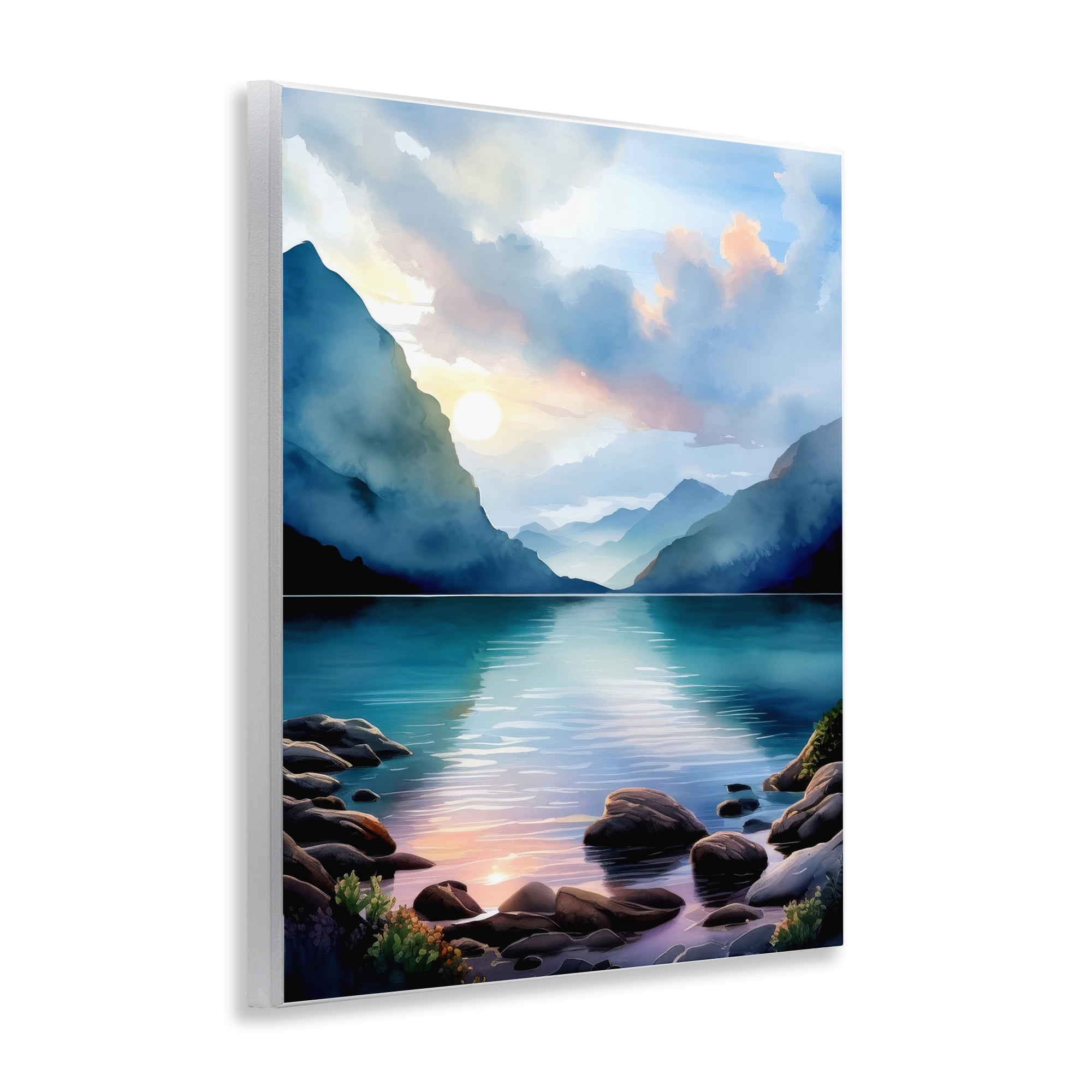 Stupell Industries Rocky Mountain Beach Landscape Painting Unframed Art Print Wall Art, 11 x 14