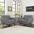 thumbnail image 4 of Modern Urban Contemporary Armchair Wood Set of 2, Grey Fabric, 4 of 4