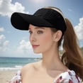 thumbnail image 4 of Ponytail Visor Hat for Women | Wide Brim Sun Protection Cap | Breathable Open Top, Quick Drying Fabric, Sweat Absorbent Band, Adjustable Fit, Summer Beach Activewear, 4 of 7