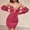 Hot Pink, variant on Women's Bodycon Dress, Off-Shoulder, Deep V Neck, Chest Hugging Club Dress, Stretchy Party Dress, Knee-Length Formal Wear
