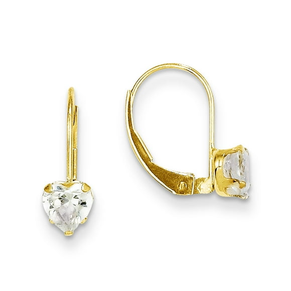 14k Madi K CZ Boucles d'Oreilles Cœur à Levier SE2154