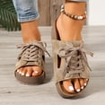 thumbnail image 6 of Samdudou Womens Sandals Summer Casual Slip On Open Toe Shoes Lace Up Sneaker Slides with Side Cutouts Chunky Sole Outdoor Walking Footwear for Ladies Vacation, 6 of 9