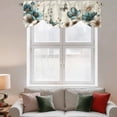 thumbnail image 3 of Tie Up Valances for Windows, Teal Tulip Butterfly Adjustable Valance Curtains Window Treatment for Living Room, Turquoise Floral Farmhouse Beige Rod Pocket Kitchen Curtains & Drapes 42x12 Inch, 3 of 9