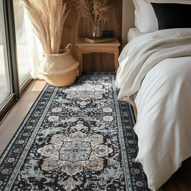 Area Rugs for Entryway x Lightweight Machine Washable Rug Vintage Area Rugs for Bedroom Neutral Bathroom Mat Indoor Carpet for Playroom Office Living Room(Grey xft)