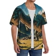 thumbnail image 2 of Kdxio Men's Hawaiian Shirt for Men Short Sleeve Shirt Cute Green Dinosaur Blue Sky Summer Casual Holiday Beach Button Down T-Shirts, 2 of 5