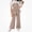 Khaki, variant on Girls Top And Pants (4-13 Years) Puff Sleeve Color Block Belted Outfit 100% polyester Set Pink Size 8