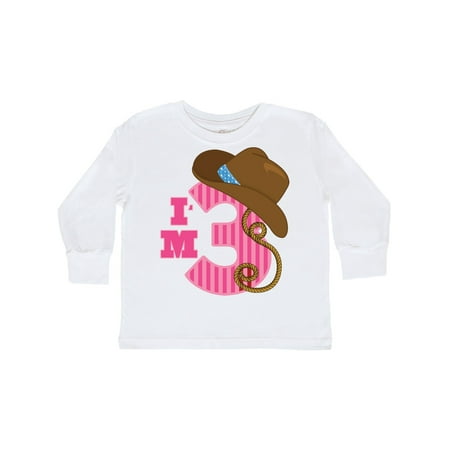 3rd Birthday 3 Year Old Cowgirl Toddler Long Sleeve