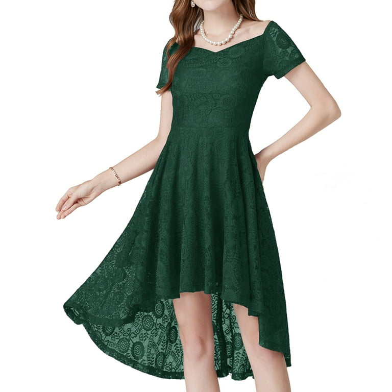 Jdlsppl Women's Short Sleeve Cocktail Dresses Ladies Lace Overlay