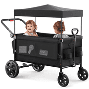 SACVON All-Terrain Stroller Wagon for Toddlers with Canopy, Parent Organizer, Adjustable Handlebar, 2 Cup Holders