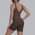 thumbnail image 2 of Telankuip Two Piece Workout Sets for Women Tummy Control Cropped Scoop Neck V-Back Sports Tank Tops Matching High Waisted Yoga Althetic Shorts Solid Color Basic Sports Outfits Coffee XL, 2 of 5