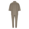 thumbnail image 4 of Miluxas Mens Track Suits 2 Piece Outfits Casual Knit Jacquard Long Sleeve Zip Golf Shirt Joggers Sweatpants Sets Sweat Suit Khaki, 4 of 5