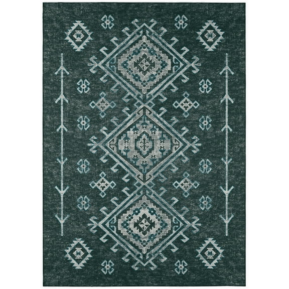 Bravado Indoor/Outdoor Grey Southwest 10' x 14' Non-Skid Area Rug