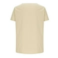 thumbnail image 3 of MIUOWANP Oversized Men's Short Sleeve Shirts Casual Solid Color Cotton And Linen Short Sleeve V-Neck Blouses Size XXXL(14)Khaki, 3 of 5
