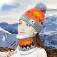 thumbnail image 4 of GRNSHTS Heated Beanie Hat and Neck Warmer Set Warm Scarf Pom Knit Hat USB USB Electric Womens Winter Heated Hat Scarf (Gray), 4 of 8